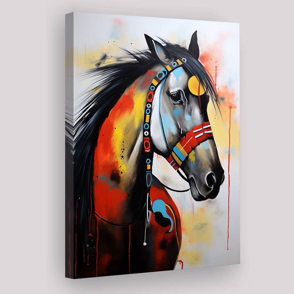 Indian Horse Warrior Acrylic Painting Portrait Art, Painting Art, Canvas Prints Wall Art Home Decor