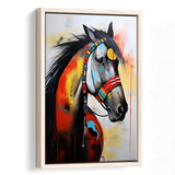 Indian Horse Warrior Acrylic Painting Portrait Art,Framed Canvas Prints,Floating Frame, Wall Art Home Decor