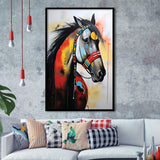 Indian Horse Warrior Acrylic Painting Portrait Art, Painting Art, Framed Art Prints Wall Decor