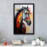 Indian Horse Warrior Acrylic Painting Portrait Art,Framed Canvas Prints,Floating Frame, Wall Art Home Decor