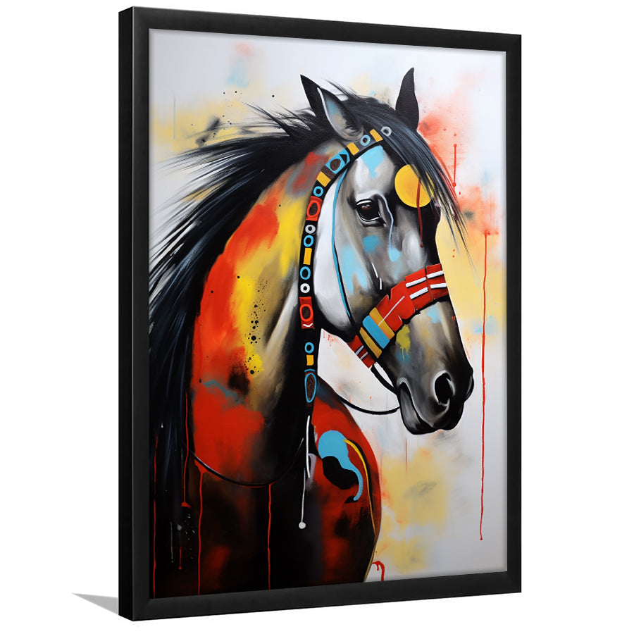 Indian Horse Warrior Acrylic Painting Portrait Art, Painting Art, Framed Art Prints Wall Decor