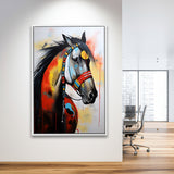 Indian Horse Warrior Acrylic Painting Portrait Art,Framed Canvas Prints,Floating Frame, Wall Art Home Decor