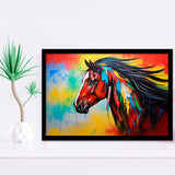 Indian Horse Warrior Colorful Oil Painting Art Framed Art Prints Wall Decor, Framed Painting Art