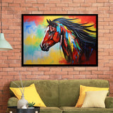 Indian Horse Warrior Colorful Oil Painting Art Framed Art Prints Wall Decor, Framed Painting Art