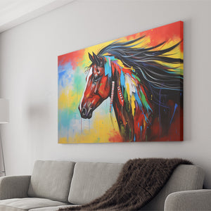 Indian Horse Warrior Colorful Oil Painting Art Canvas Prints Wall Art, Painting Art Home Decor