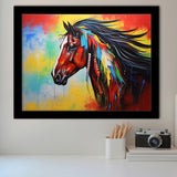 Indian Horse Warrior Colorful Oil Painting Art Framed Art Prints Wall Decor, Framed Painting Art