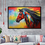 Indian Horse Warrior Colorful Oil Painting Art Framed Art Prints Wall Decor, Framed Painting Art