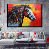 Indian Horse Warrior Oil Painting Mixed Color, Framed Canvas Prints Wall Art Decor, Floating Frame