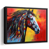 Indian Horse Warrior Oil Painting Mixed Color, Framed Canvas Prints Wall Art Decor, Floating Frame