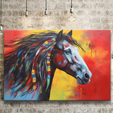 Indian Horse Warrior Oil Painting Mixed Color Canvas Prints Wall Art, Painting Art Home Decor