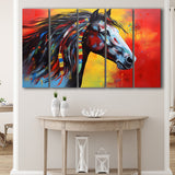 Indian Horse Warrior Oil Painting Mixed Color,5 Panel Extra Large Canvas Prints Wall Art Decor