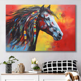 Indian Horse Warrior Oil Painting Mixed Color Canvas Prints Wall Art, Painting Art Home Decor