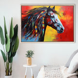 Indian Horse Warrior Oil Painting Mixed Color, Framed Canvas Prints Wall Art Decor, Floating Frame