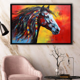Indian Horse Warrior Oil Painting Mixed Color, Framed Canvas Prints Wall Art Decor, Floating Frame