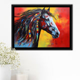 Indian Horse Warrior Oil Painting Mixed Color, Framed Canvas Prints Wall Art Decor, Floating Frame