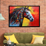 Indian Horse Warrior Oil Painting Mixed Color Framed Art Prints Wall Decor, Framed Painting Art