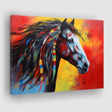Indian Horse Warrior Oil Painting Mixed Color Canvas Prints Wall Art, Painting Art Home Decor
