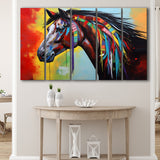Indian Horse Warrior Oil Painting V1,5 Panel Extra Large Canvas Prints Wall Art Decor