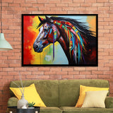 Indian Horse Warrior Oil Painting V1 Framed Art Prints Wall Decor, Framed Painting Art