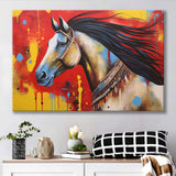 Indian Horse Warrior Oil Painting V2 Canvas Prints Wall Art, Painting Art Home Decor