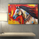 Indian Horse Warrior Oil Painting V2 Canvas Prints Wall Art, Painting Art Home Decor