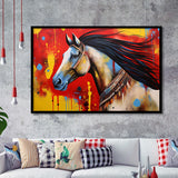 Indian Horse Warrior Oil Painting V2 Framed Art Prints Wall Decor, Framed Painting Art