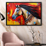 Indian Horse Warrior Oil Painting V2, Framed Canvas Prints Wall Art Decor, Floating Frame