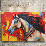 Indian Horse Warrior Oil Painting V2 Canvas Prints Wall Art, Painting Art Home Decor