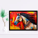 Indian Horse Warrior Oil Painting V2 Framed Art Prints Wall Decor, Framed Painting Art