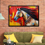 Indian Horse Warrior Oil Painting V2 Framed Art Prints Wall Decor, Framed Painting Art