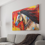 Indian Horse Warrior Oil Painting V2 Canvas Prints Wall Art, Painting Art Home Decor
