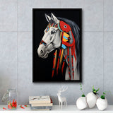 Indian Horse Warrior Portrait Acrylic Painting,Framed Canvas Prints,Floating Frame, Wall Art Home Decor