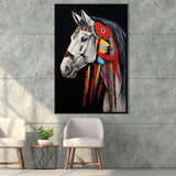 Indian Horse Warrior Portrait Acrylic Painting,Framed Canvas Prints,Floating Frame, Wall Art Home Decor