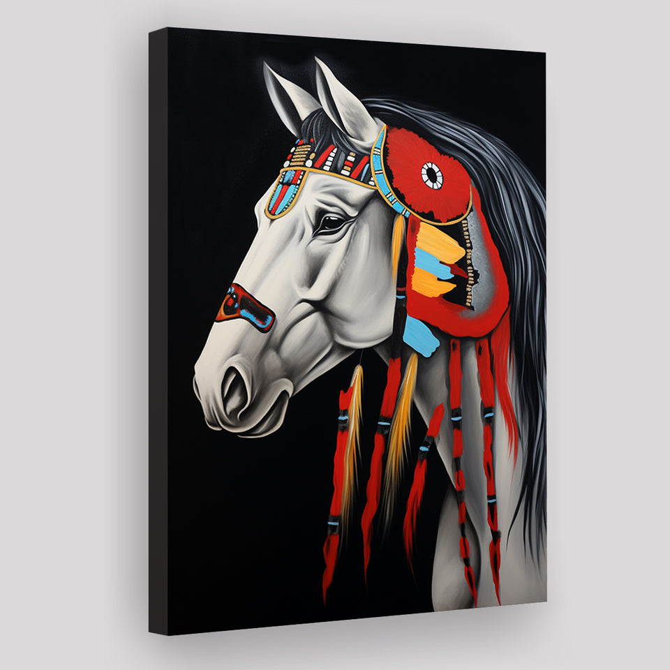 Indian Horse Warrior Portrait Acrylic Painting, Painting Art, Canvas Prints Wall Art Home Decor