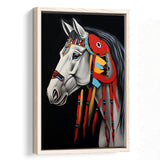 Indian Horse Warrior Portrait Acrylic Painting,Framed Canvas Prints,Floating Frame, Wall Art Home Decor