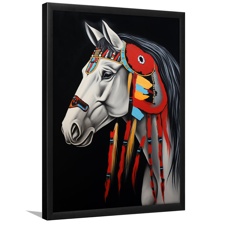 Indian Horse Warrior Portrait Acrylic Painting, Painting Art, Framed Art Prints Wall Decor
