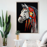 Indian Horse Warrior Portrait Acrylic Painting,Framed Canvas Prints,Floating Frame, Wall Art Home Decor