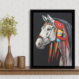 Indian Horse Warrior Portrait Acrylic Painting,Framed Canvas Prints,Floating Frame, Wall Art Home Decor
