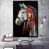 Indian Horse Warrior Portrait Acrylic Painting, Painting Art, Framed Art Prints Wall Decor