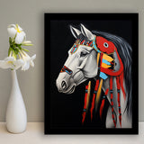 Indian Horse Warrior Portrait Acrylic Painting, Painting Art, Framed Art Prints Wall Decor
