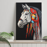 Indian Horse Warrior Portrait Acrylic Painting, Painting Art, Canvas Prints Wall Art Home Decor