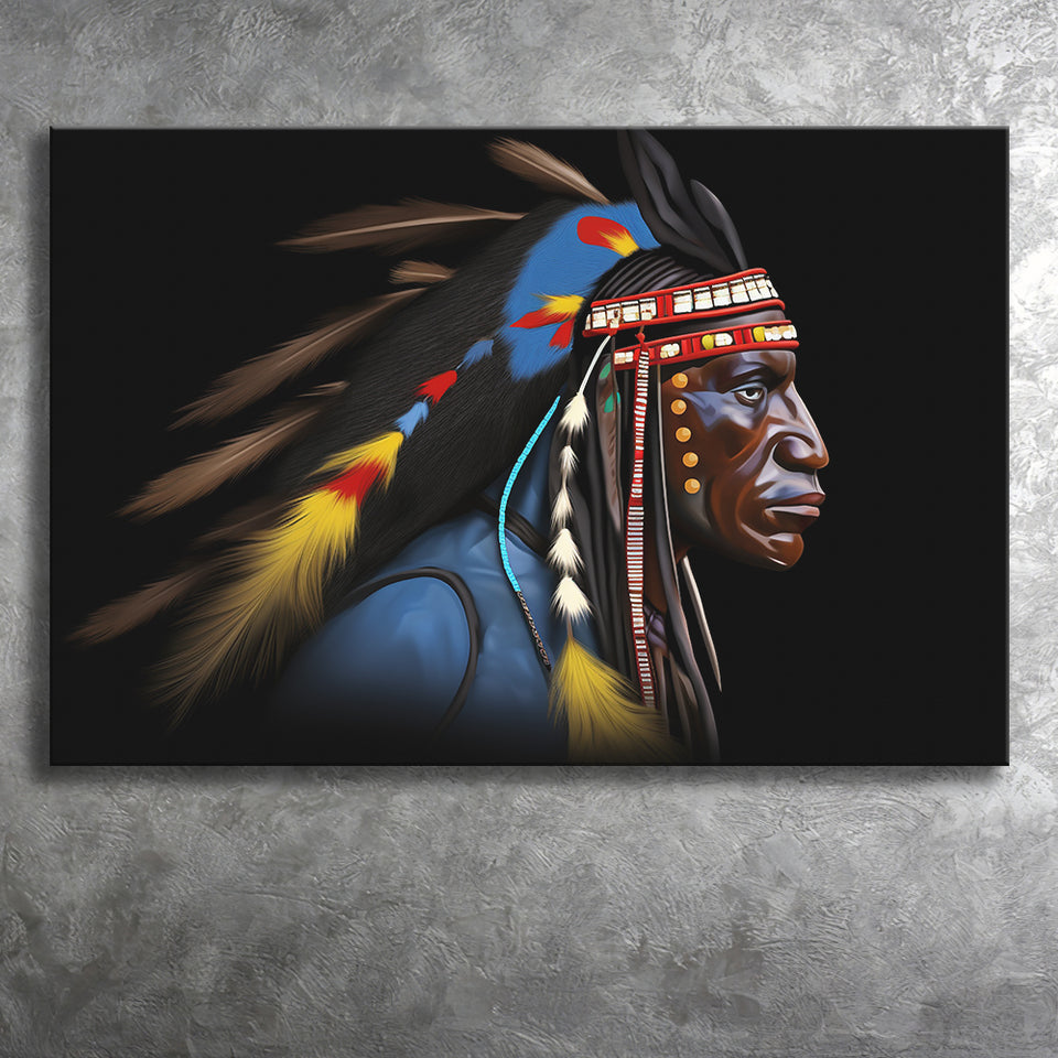 Indian Warrior Portrait Art Painting Canvas Prints Wall Art, Painting Art Home Decor