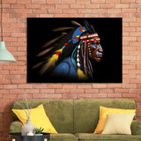 Indian Warrior Portrait Art Painting Framed Art Prints Wall Decor, Framed Painting Art