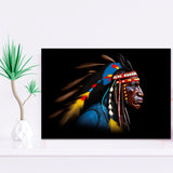 Indian Warrior Portrait Art Painting Framed Art Prints Wall Decor, Framed Painting Art