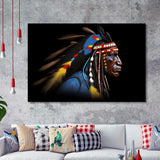 Indian Warrior Portrait Art Painting Framed Art Prints Wall Decor, Framed Painting Art