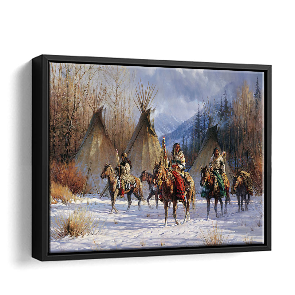 Indian Life American Art Canvas Wall Art - Canvas Print, Framed Canvas, Painting Canvas