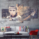 Indian Native American Strong Women 5 Pieces Canvas Prints Wall Art - Painting Canvas,Wall Decor, Multi Panel,5 Panels
