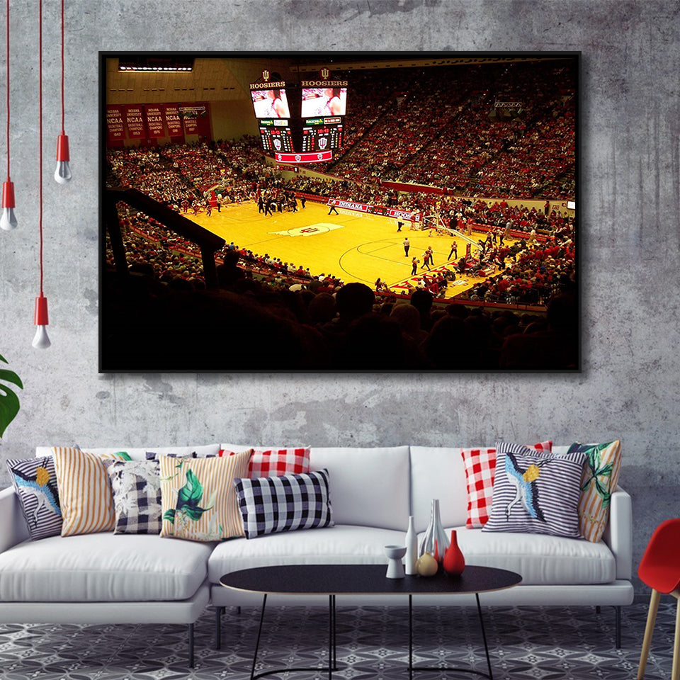 Indiana Hoosiers Stadium Framed Canvas Prints Simon Skjodt Assembly Hall Wall,Sport Stadium Art Prints, Fan Gift