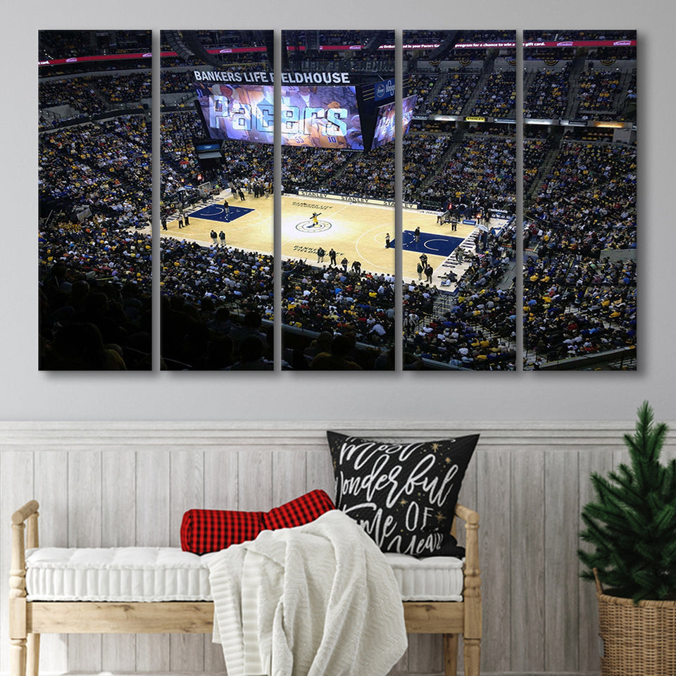 Indiana Pacers Stadium Wall Art Bankers Life Fieldhouse Stadium Canvas Prints,Multi Panels B,Sport Stadium Art Prints, Fan Gift