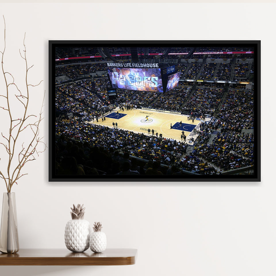 Indiana Pacers Stadium Wall Art Bankers Life Fieldhouse Stadium Framed Canvas Prints,Sport Stadium Art Prints, Fan Gift